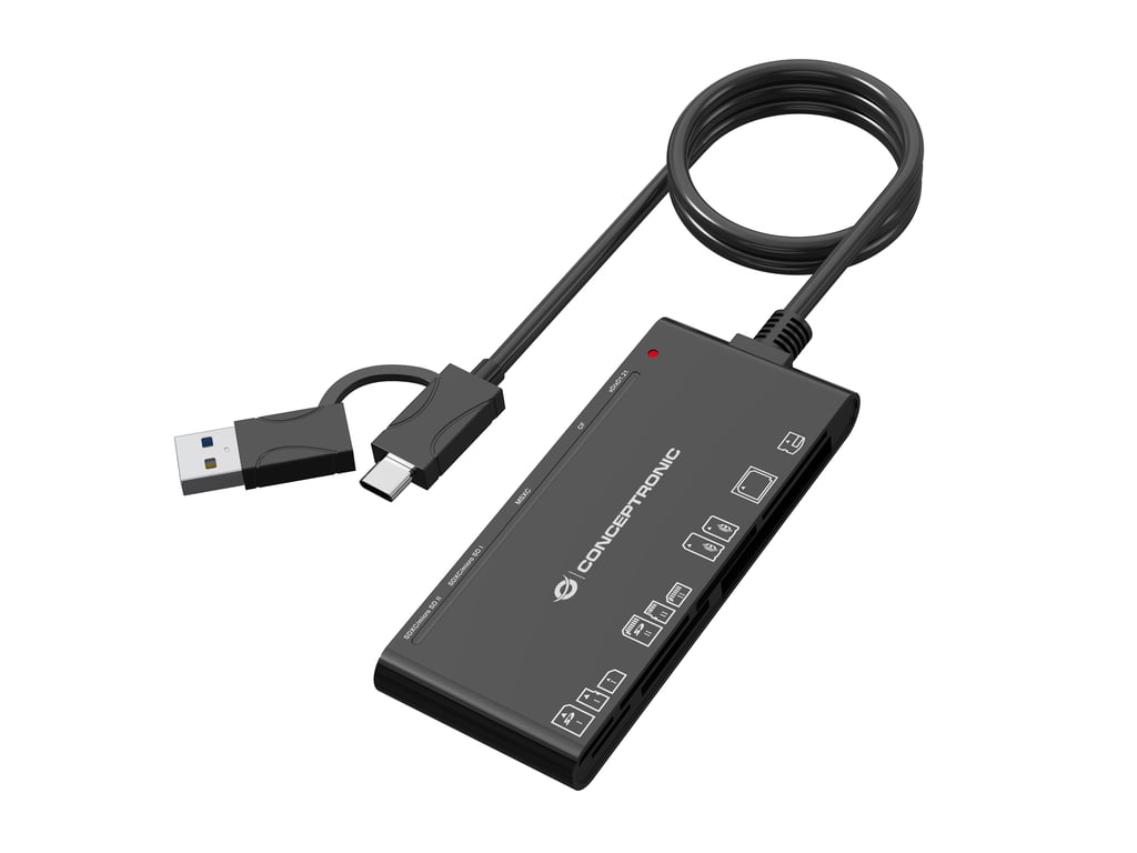 Conceptronic BIAN10B czytnik kart USB 3.2 Gen 1 (3.1 Gen 1) Type-A/Type-C Czarny
