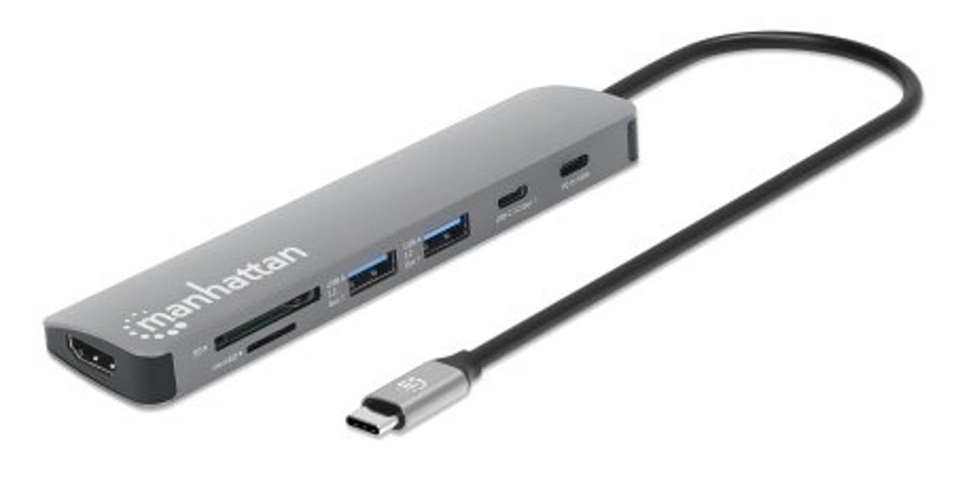 Manhattan 190442 stacja dokująca Przewodowa USB 3.2 Gen 1 (3.1 Gen 1) Type-C Szary