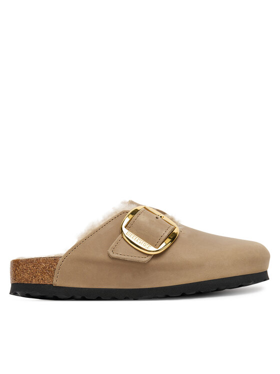 Birkenstock Klapki Boston Big Buckle Shearling 1030444 Brązowy