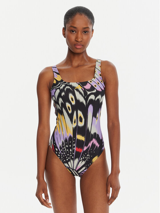 adidas Strój kąpielowy FARM Graphic JM8193 Fioletowy Slim Fit