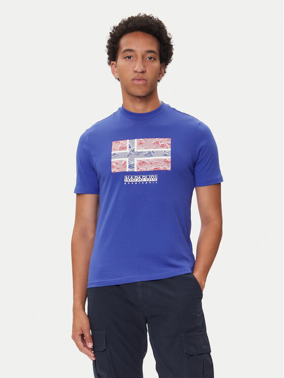 Napapijri T-Shirt S-Drapeau Ss NP0A891K Niebieski Regular Fit