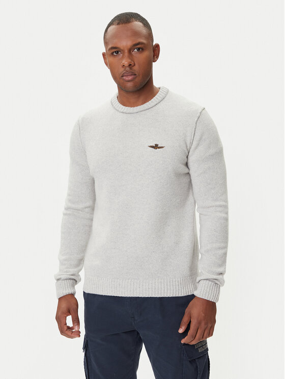 Aeronautica Militare Sweter 252MA1608UL00924 Beżowy Regular Fit