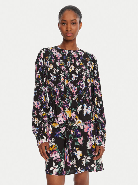 Desigual Sukienka codzienna Flor Acrilica 25WWVW09 Czarny Regular Fit