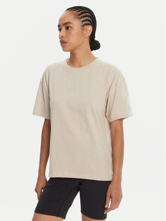 Reebok T-Shirt RK25315CCW Beżowy Regular Fit