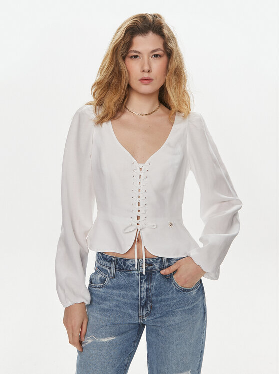Guess Bluzka Federica W4GH88 WG7B0 Biały Regular Fit