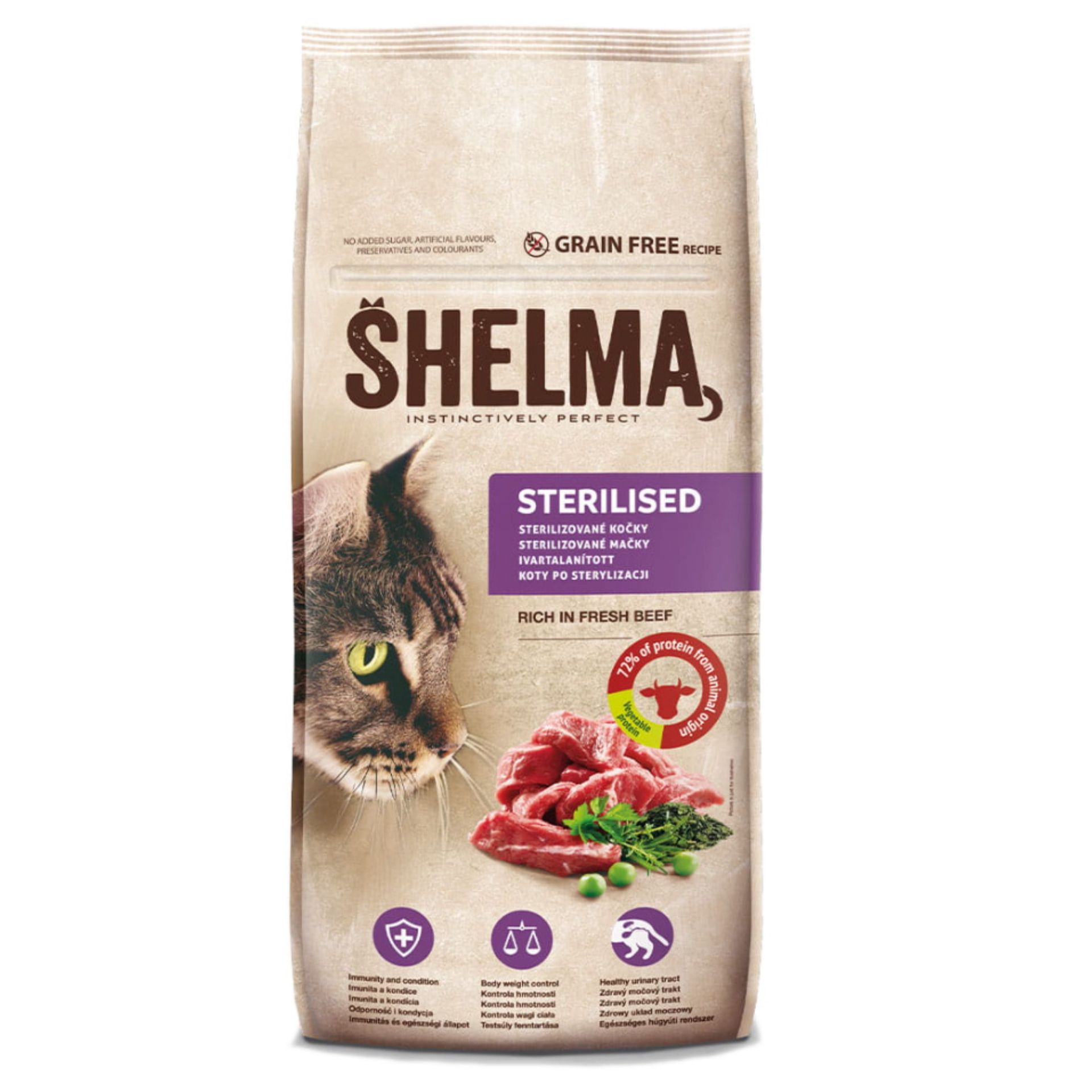 SHELMA Sterilised Wołowina - sucha karma dla kota - 8kg
