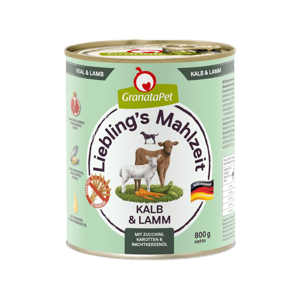 GRANATAPET Liebling's Mahlzeit Cielęcina i jagnięcina - mokra karma dla psa - 800g