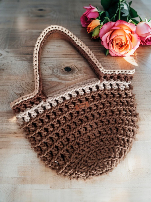 Torba shopperka na szydełku ze sznurka ażurowa TSa01-03