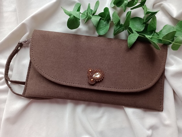 Duża torebka kopertówka czekoladowa kawowa brąz