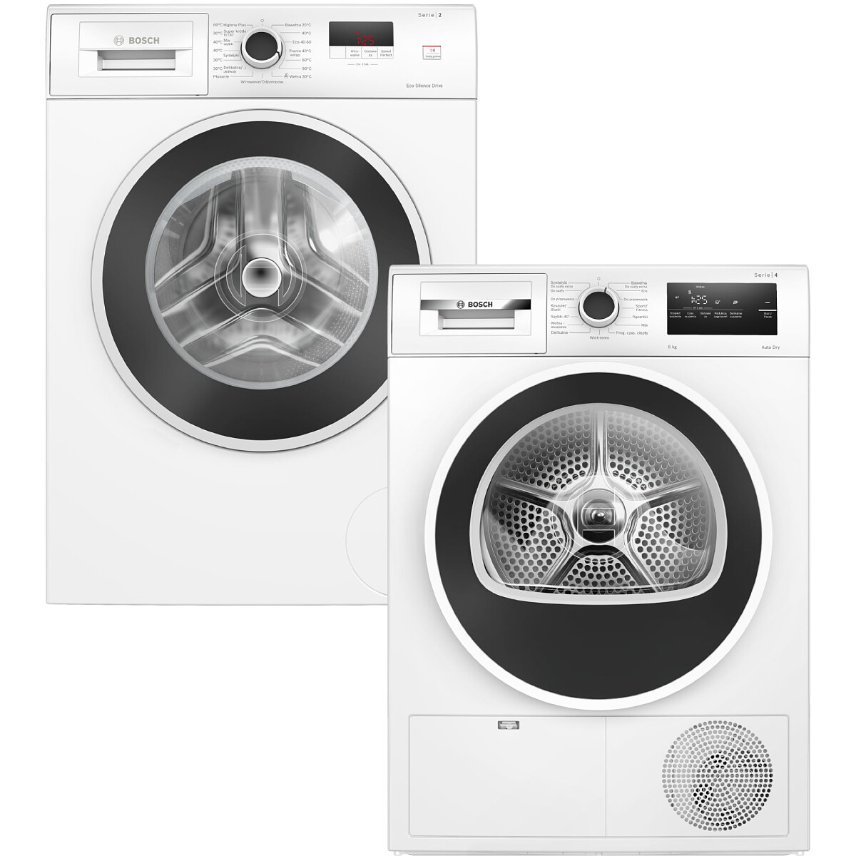 Zestaw AGD Bosch Pralka WGE02209PL 7kg + Suszarka WTH8627GPL 8kg