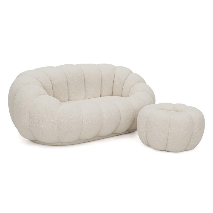 Fotel 2 osobowy z podnóżkiem CX2032 Pumpkin Bouclé Beż #3