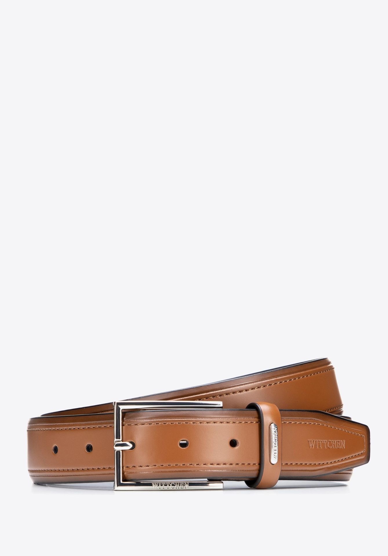 Elegancki pasek męski ze skóry naturalnej jasny brąz