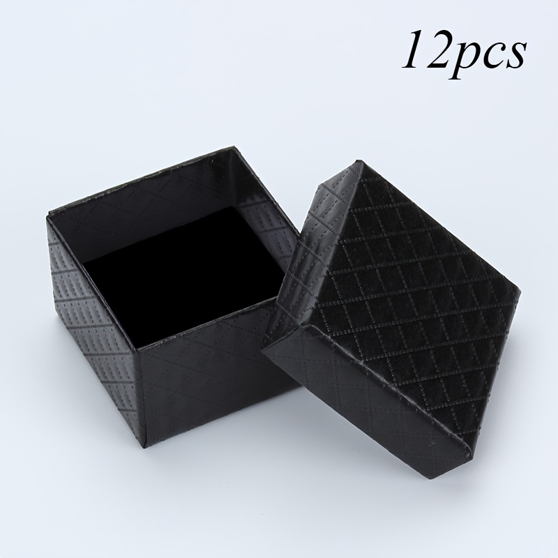 TEMU 12 szt. pudełko na biżuterię 5cm x 5cm x 3cm, kartonowe pudełeczko z aksamitną i gąbkową wyściółką do pierścionków, naszyjników, bransoletek i