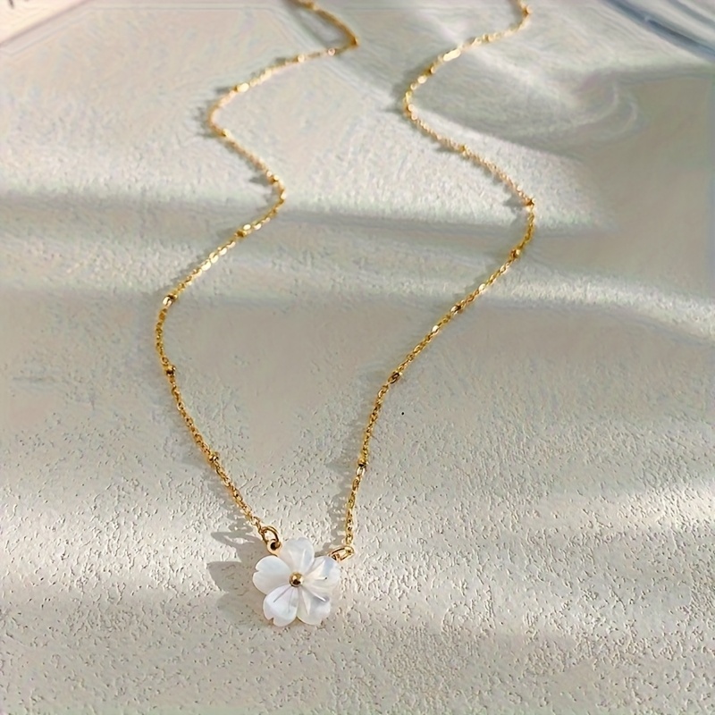 TEMU Złota, w stylu vintage naszyjnik z łańcuszkiem na klatkę piersiową w kształcie dla kobiet, z zawieszką w kształcie kwiatu ze stali nierdzewnej.