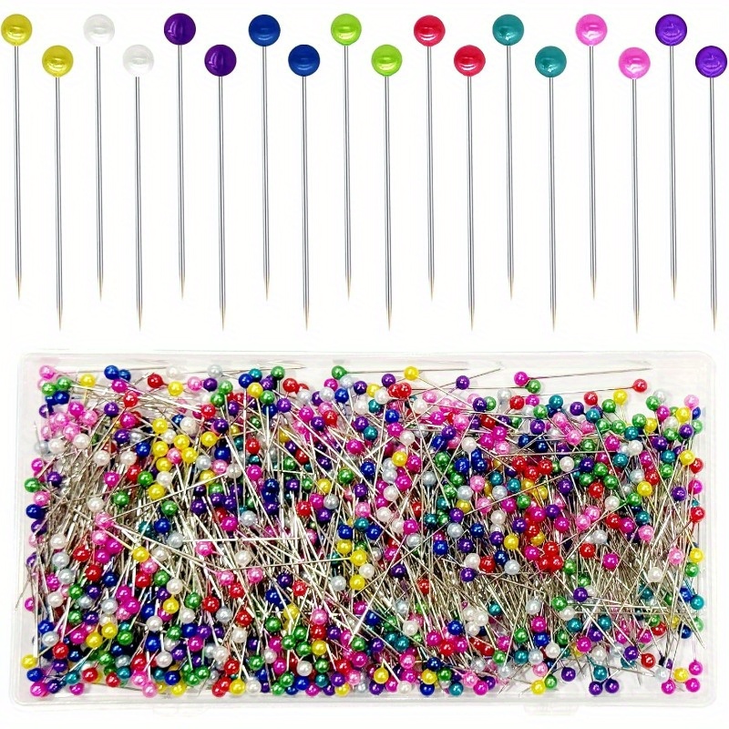 TEMU 1000 szt. Szpilki do Szycia Proste dla Tkanin, Perłowe Kulekowe Końcówki Długie 1.5 cala, Wielokolorne Sztyfty do Korsarzy dla Krawcowej,