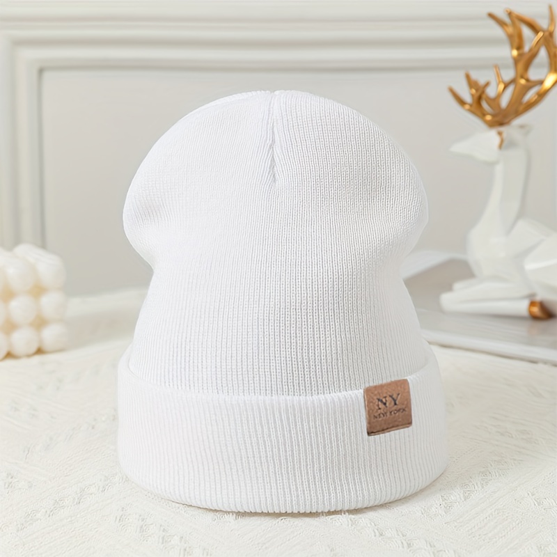 TEMU MAKEFGE Czapka Beanie dla Nastolatków – Lekka, Całoroczna Akrylowa z Naszywką , Pranie w Pralce, Mieszane Kolory, Modny Dodatek na Ramadan i