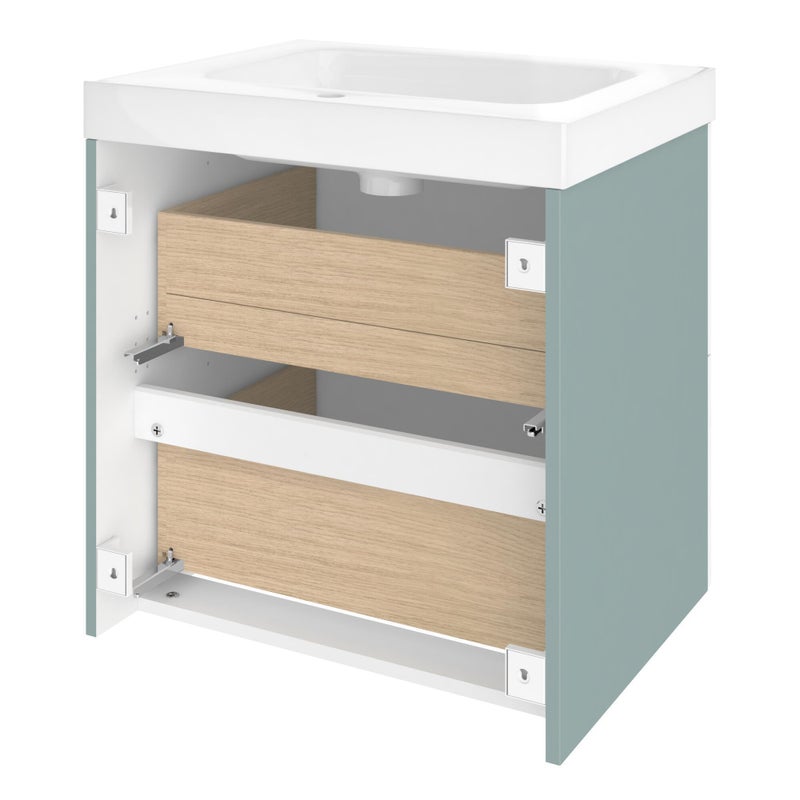 Szafka łazienkowa 2 szuflady + umywalka zestaw 46x36.7 cm Remix celadon mat Sensea