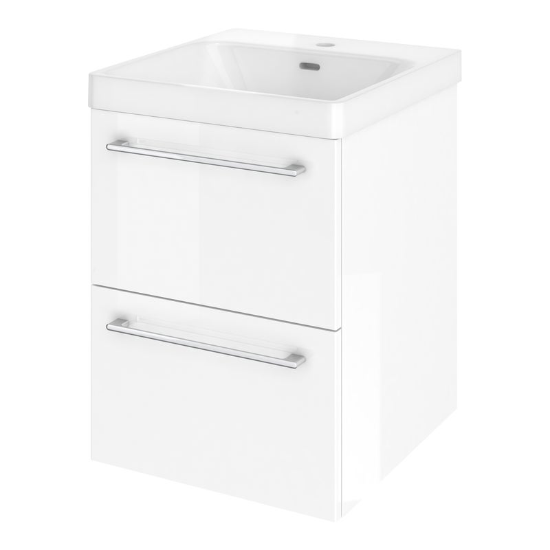 Szafka łazienkowa 2 szuflady + umywalka zestaw 46x49.5 cm Remix biała Sensea