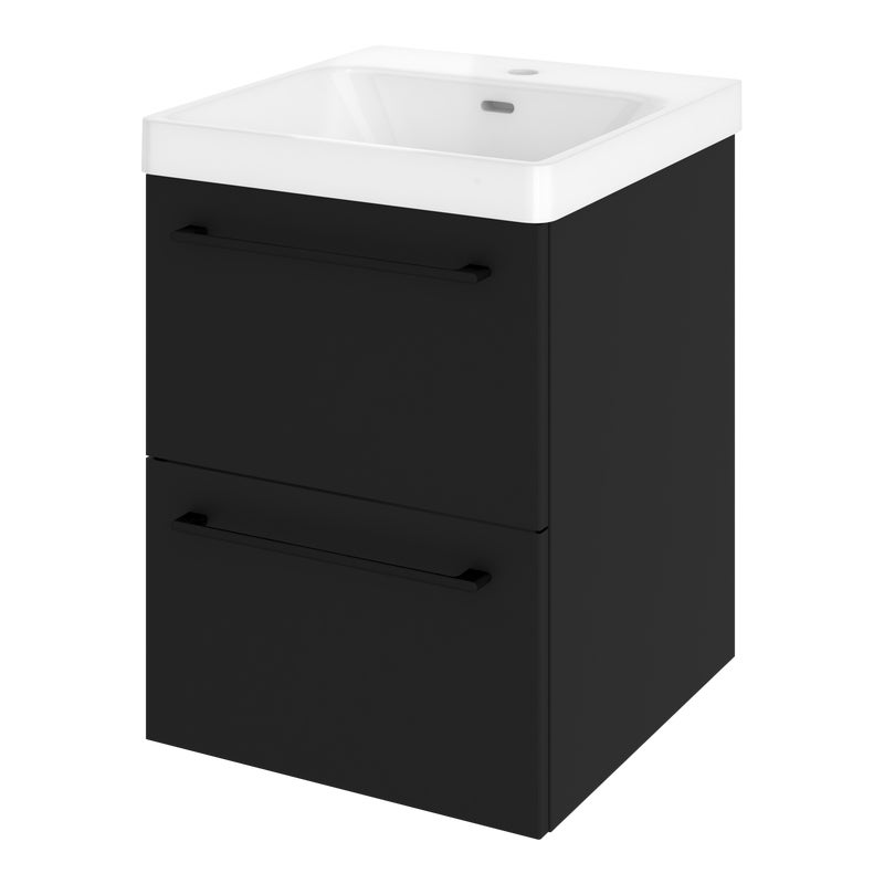 Szafka łazienkowa 2 szuflady + umywalka zestaw 46x36.7 cm Remix czarna Sensea