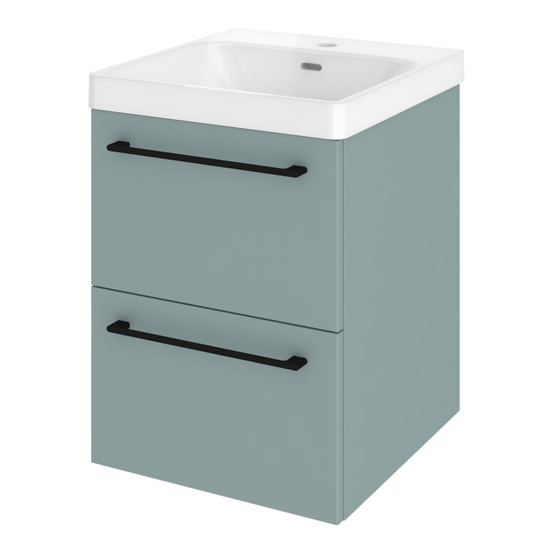 Szafka łazienkowa 2 szuflady + umywalka zestaw 46x49.5 cm Remix celadon mat Sensea