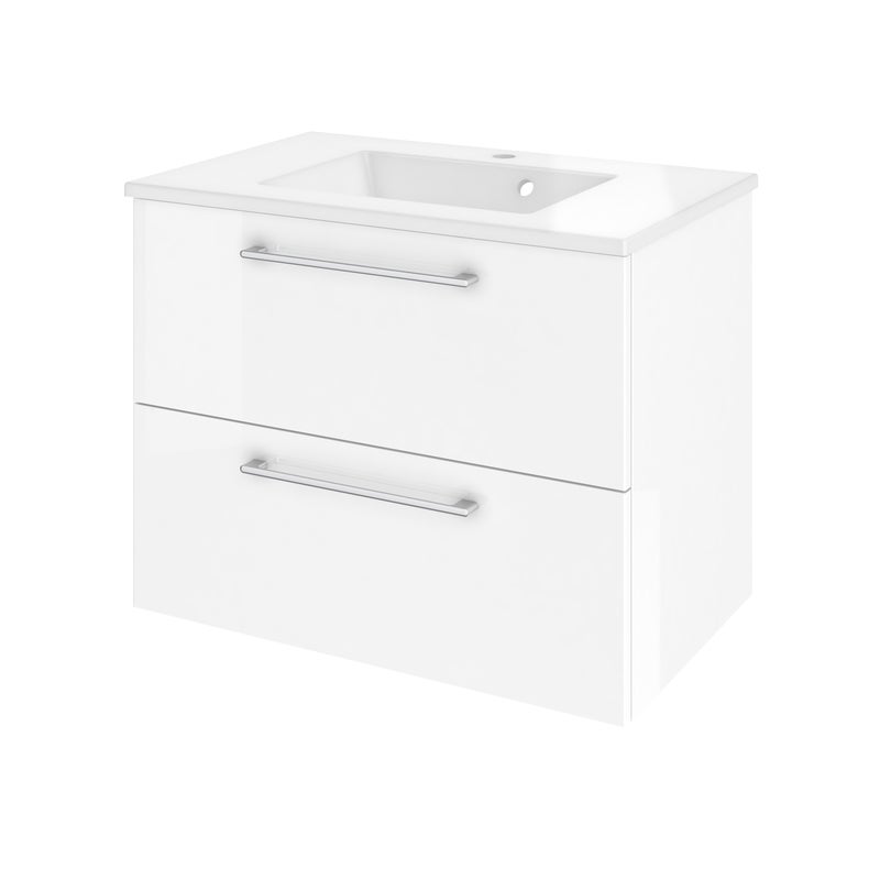 Szafka łazienkowa 2 szuflady + umywalka zestaw 76x49.5 cm Remix biała Sensea