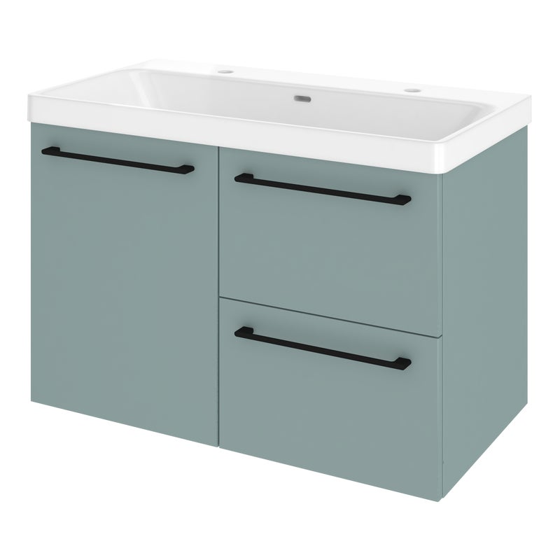 Szafka łazienkowa drzwiczki + 2 szuflady + umywalka zestaw 91x49.5 cm Remix celadon mat Sensea