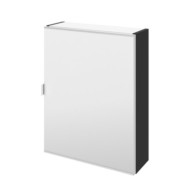 Szafka łazienkowa wisząca + drzwiczki lustrzane zestaw 45x14x58 cm Remix biało-czarna Sensea