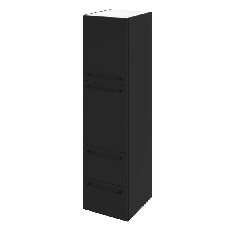 Słupek łazienkowy wiszący + 2 drzwiczki + 2 szuflady zestaw 45x47.8x173 cm Remix biało-czarny Sensea