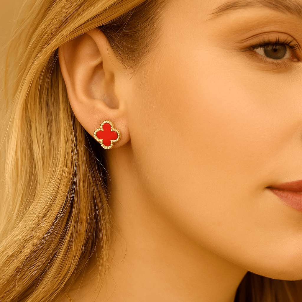 Kolczyki sztyfty z czterolistną koniczyną ze stali szlachetnej 316L