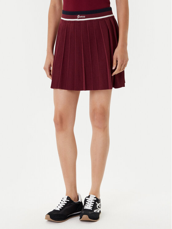 Guess Spódnica plisowana V5BD02 Z1152 Bordowy Regular Fit