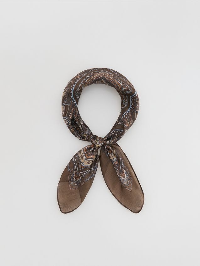 Reserved - Jedwabna apaszka - ciemnobrązowy