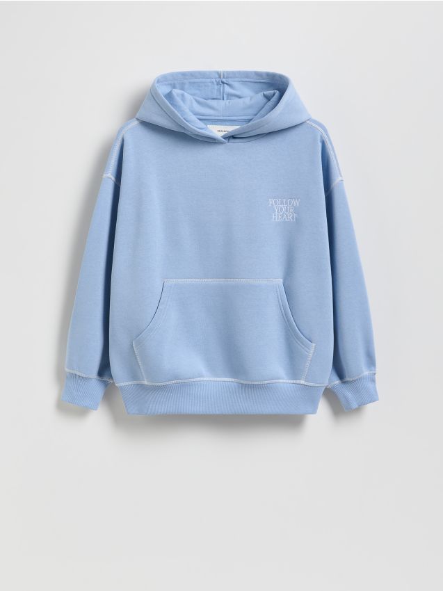 Reserved - Bluza oversize z haftem - niebieski