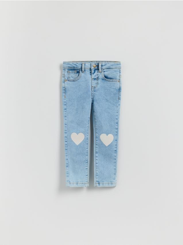Reserved - Jeansy slim fit z nadrukiem - niebieski