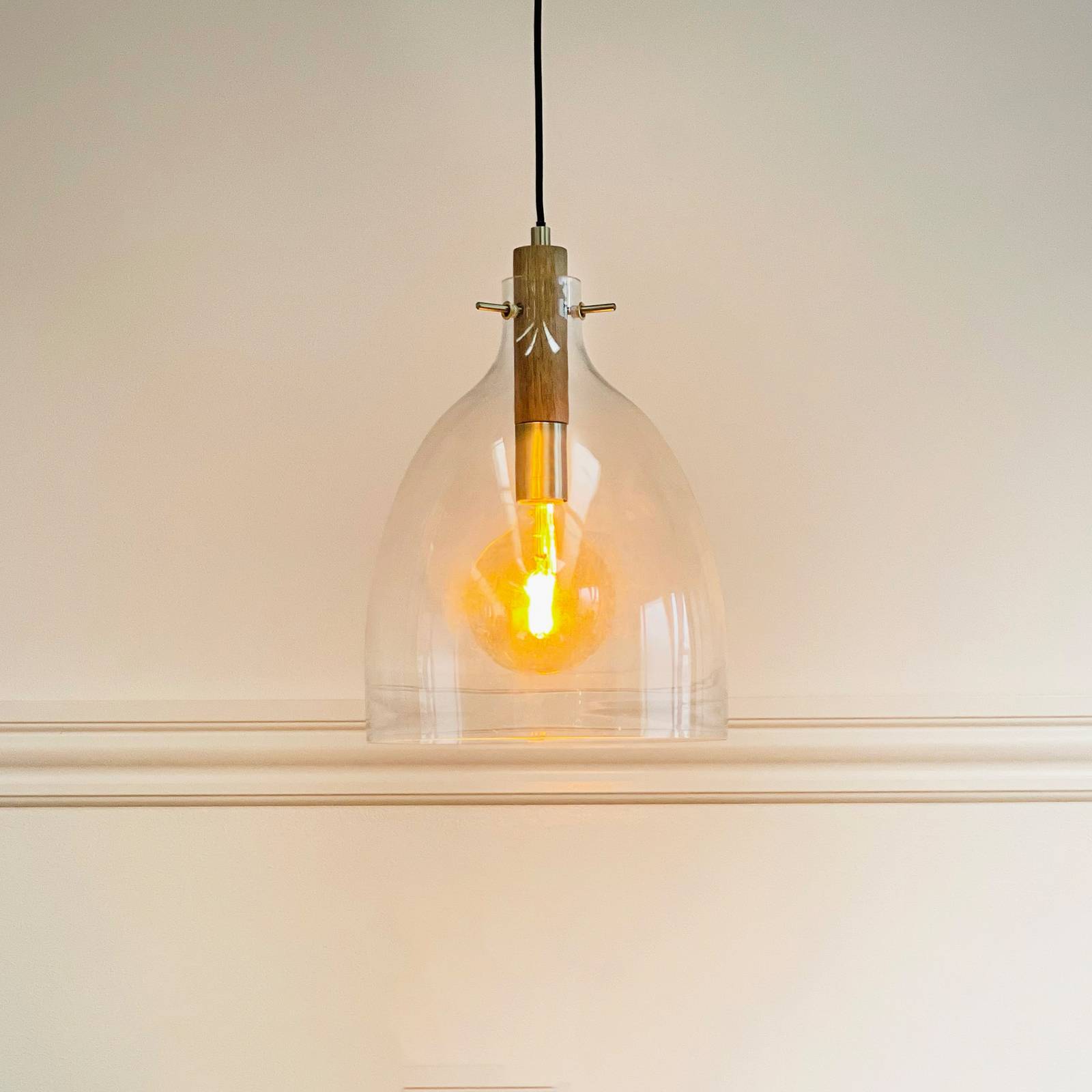 Dyberg Larsen Lampa wisząca designerska Bistro, możliwość ściemniania, przezroczysty / transparentny, salon / jadalnia, szkło, design