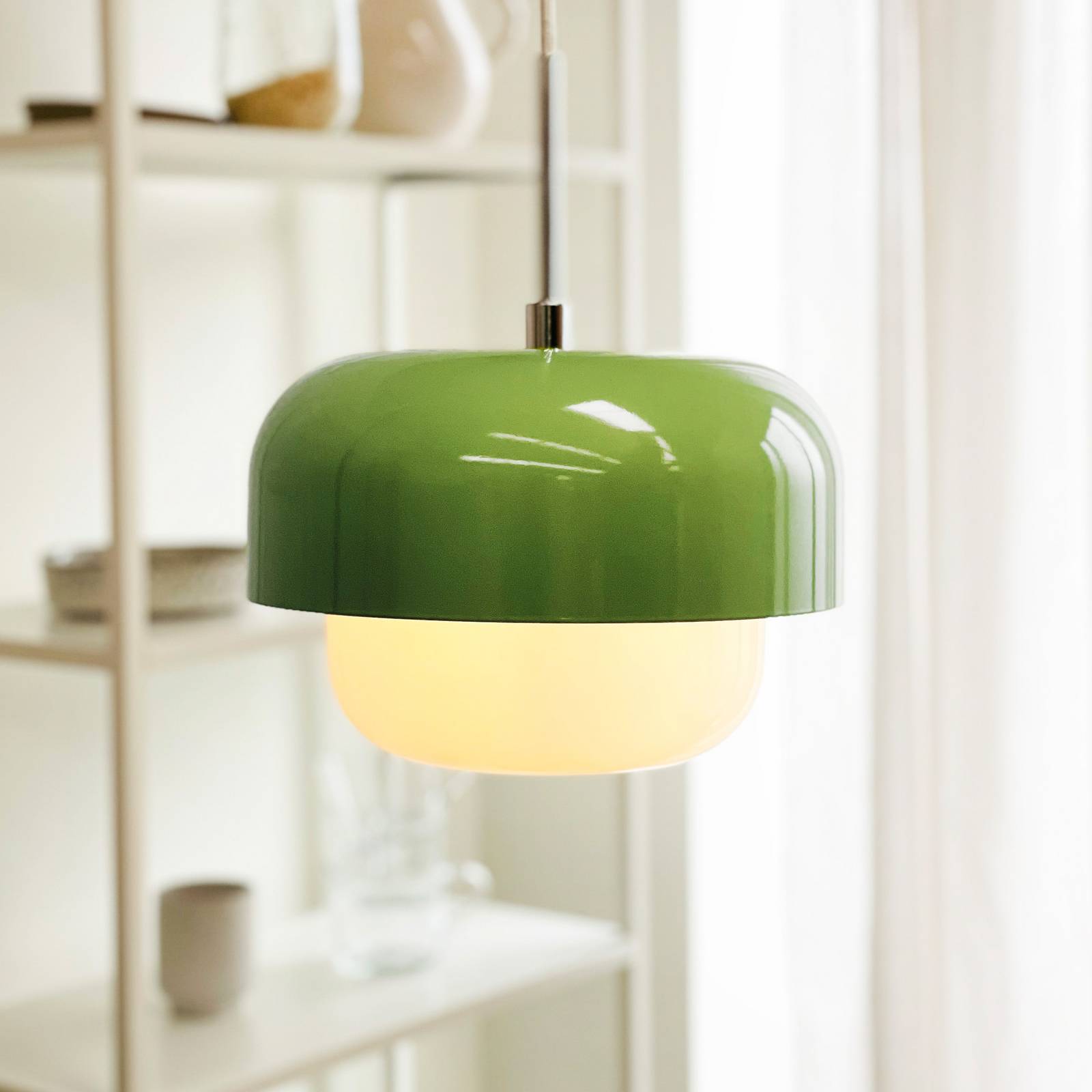 Dyberg Larsen Lampa wisząca Haipot, możliwość ściemniania, zielony, salon / jadalnia, metal, skandynawski