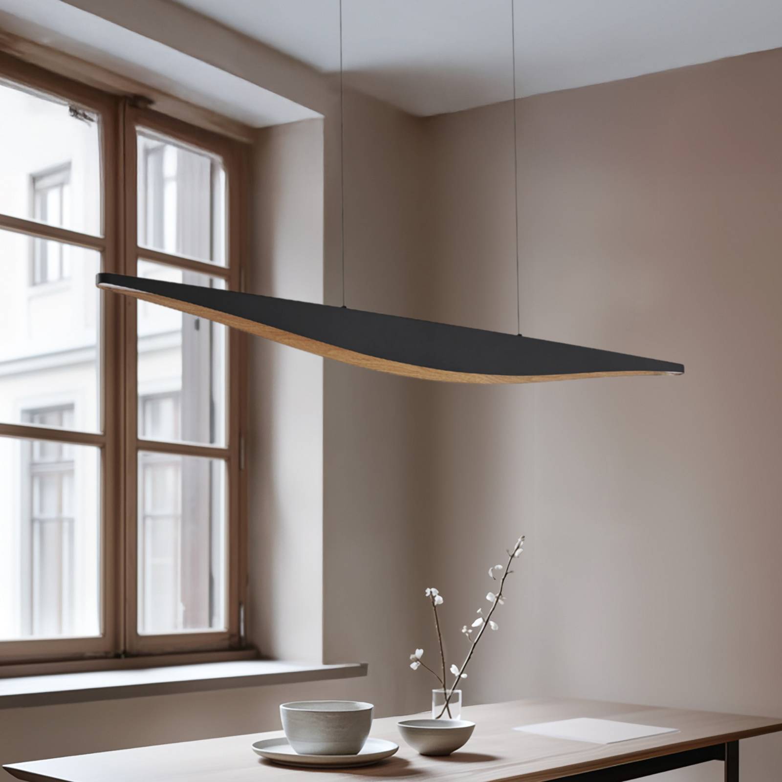 Lampa wisząca Clavit Lucande, możliwość ściemniania, czarny, salon / jadalnia, metal, nowoczesny