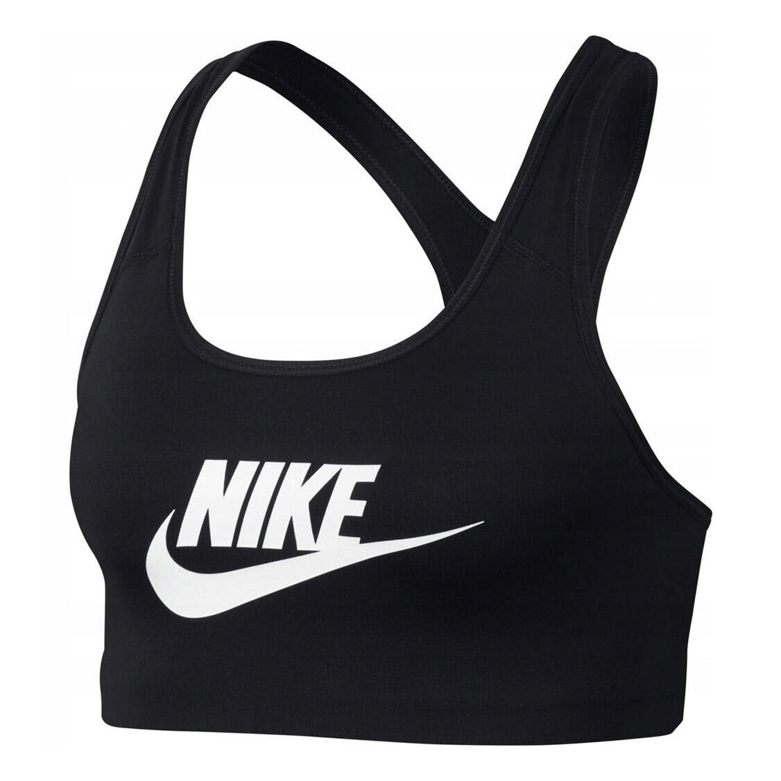 Nike Damski stanik sportowy zapewniający średnie wsparcie Classic Swoosh Futura - Czerń 899370-010