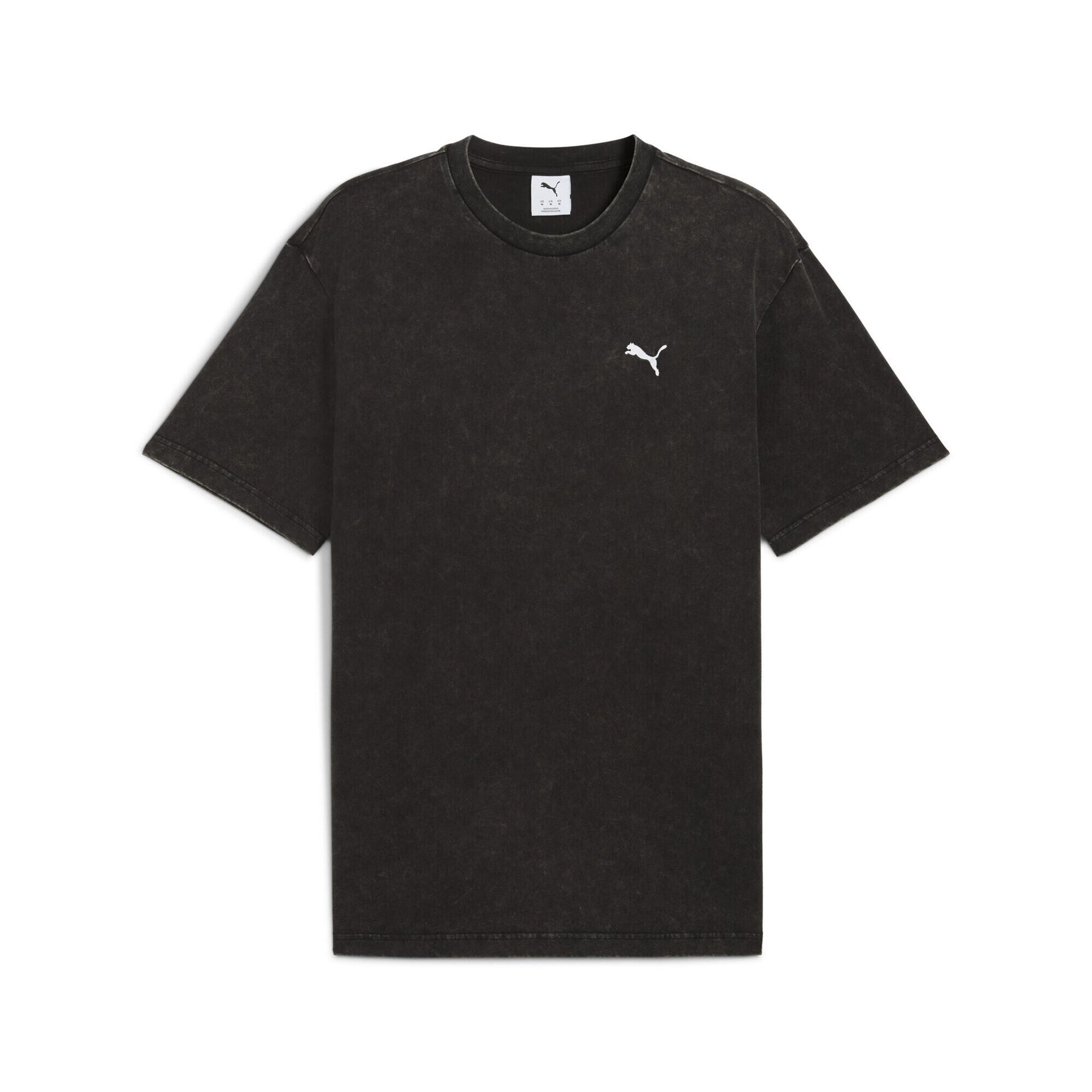 Męska koszulka Essentials Elevated o luźnym kroju z efektem sprania PUMA Black