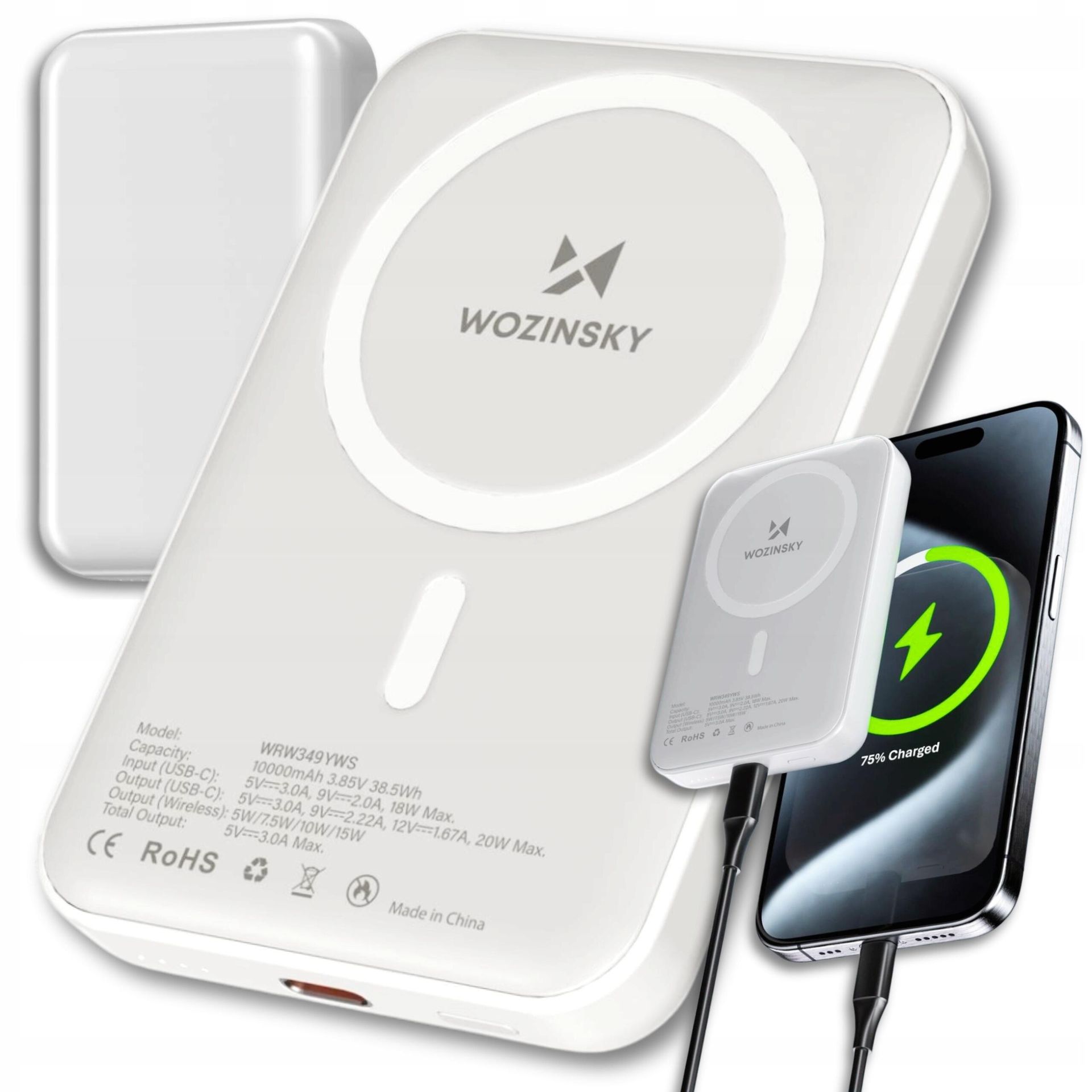 Powerbank magnetyczny bezprzewodowy Wozinsky 10 000 mAh MagSafe
