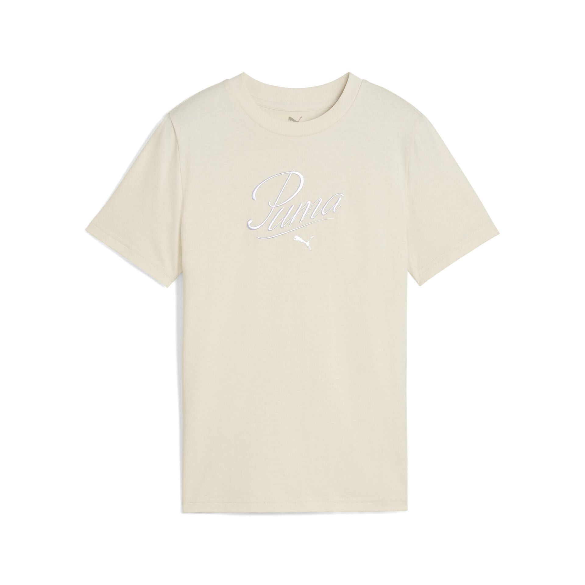 Młodzieżowa koszulka Essentials Script PUMA Alpine Snow White