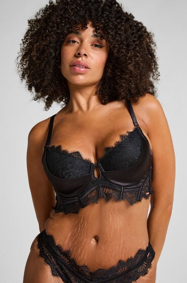 Hunkemöller Zoe Padded Longline Underwired Bra Czarny