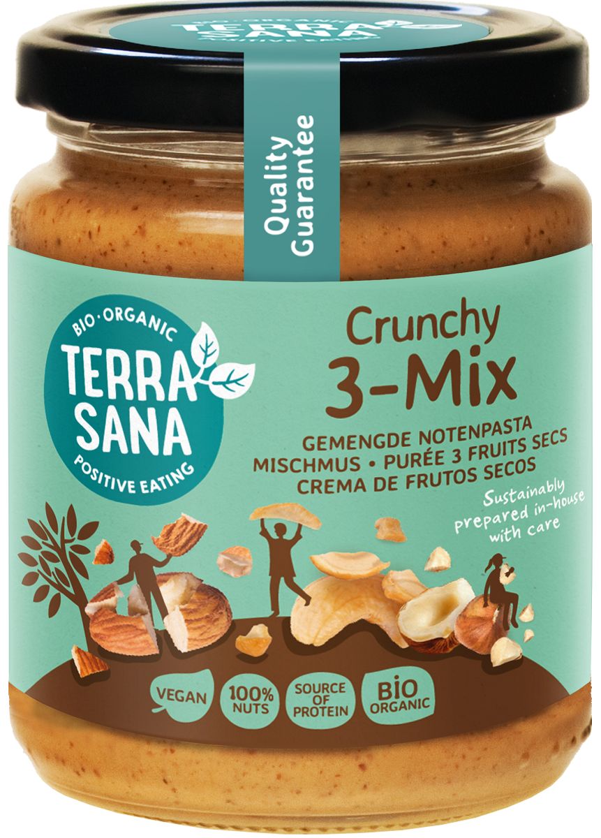 Terrasana Krem orzechowy crunchy mix (3 orzechy) 250 g Bio - żywność