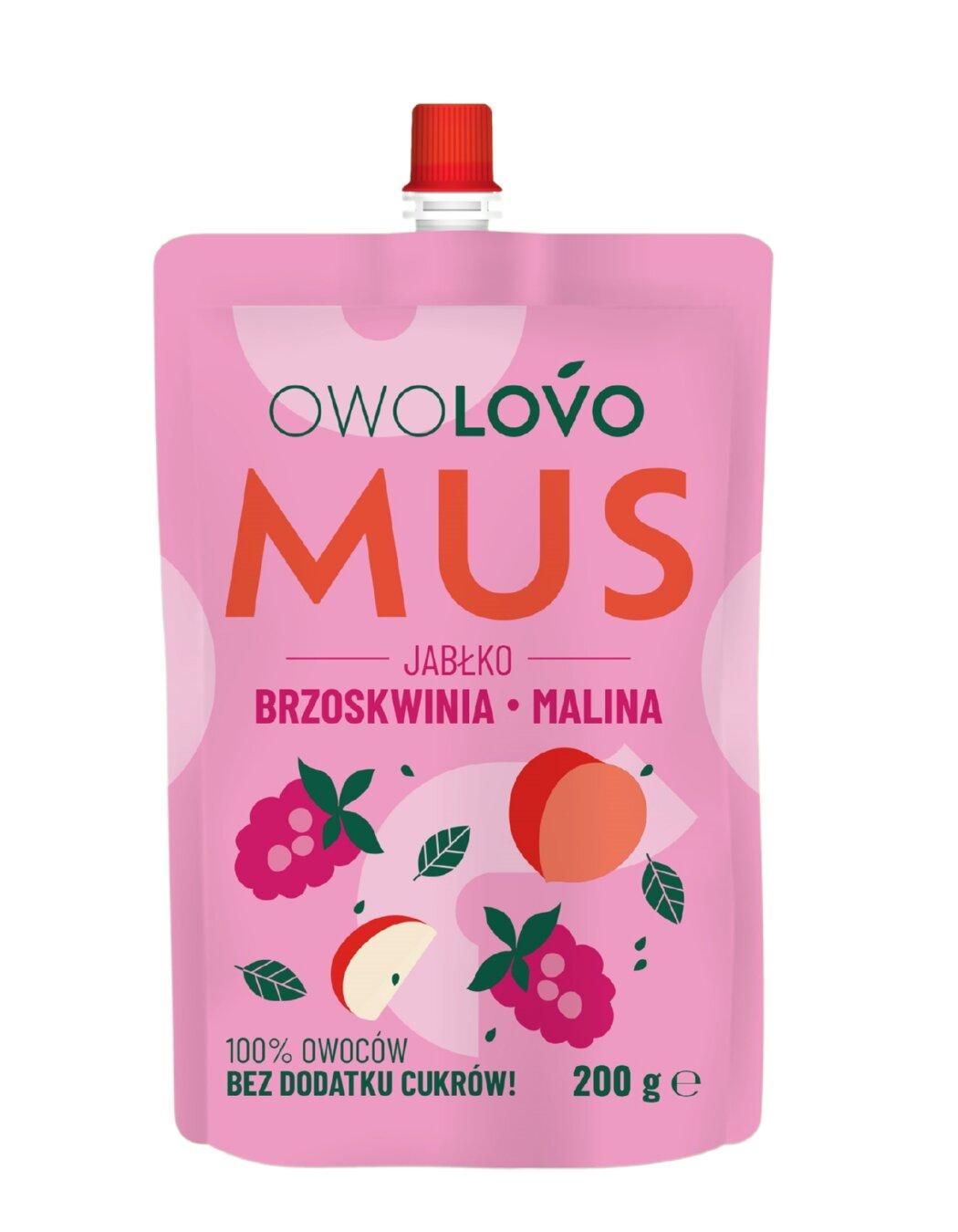Owolovo Mus owocowy Trio Jabłko - Brzoskwinia - Malina 200 g - żywność