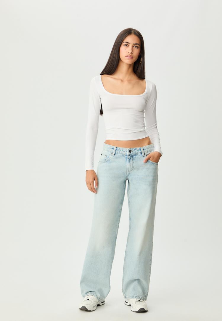 Stradivarius Dżinsy baggy ze średnim stanem JASNONIEBIESKI DENIM 40