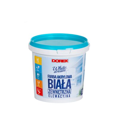 Farba akrylowa zewnętrzna biała 1 l Dorex