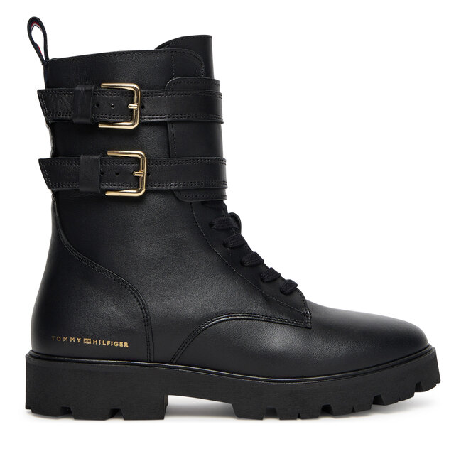 Botki Tommy Hilfiger Biker Laceup FW0FW08986 Czarny