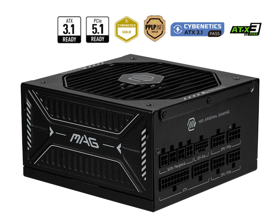 MSI MAG A850GLS PCIE5 moduł zasilaczy 850 W 24-pin ATX ATX Czarny