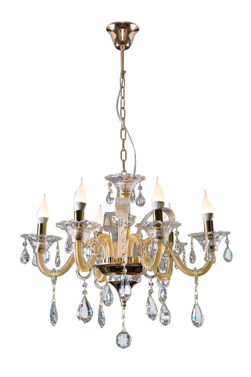 Żyrandol Glamour 70 cm, złoty, 6xE14, regulowana długość 52-115 cm