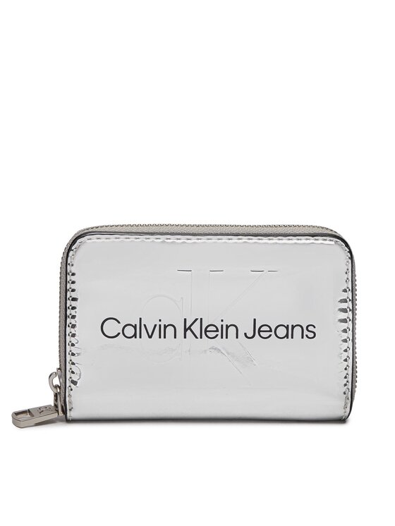 Calvin Klein Jeans Duży Portfel Damski Sculpted Med Zip Around Mono S K60K611863 Srebrny