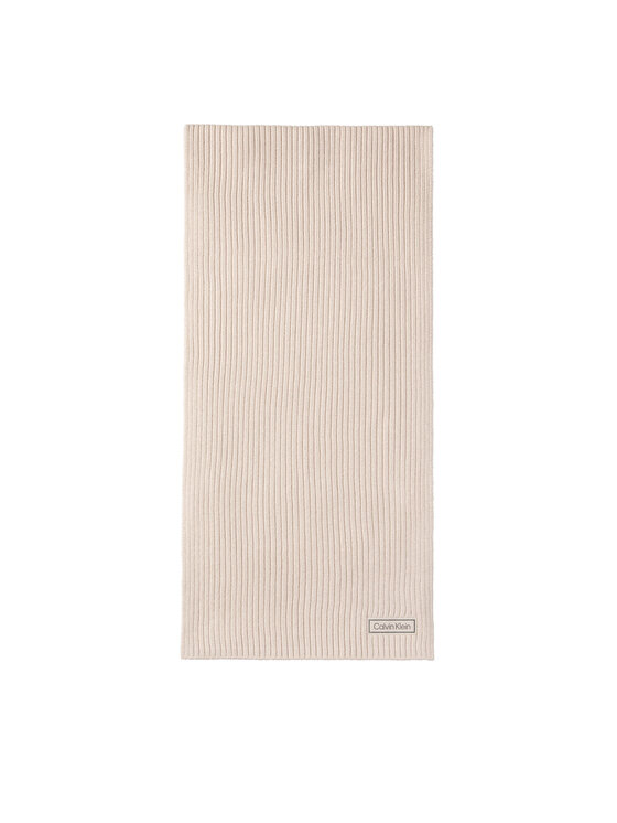 Calvin Klein Szal Patch Chunky Rib Cotton Scarf LV04D8055G Beżowy